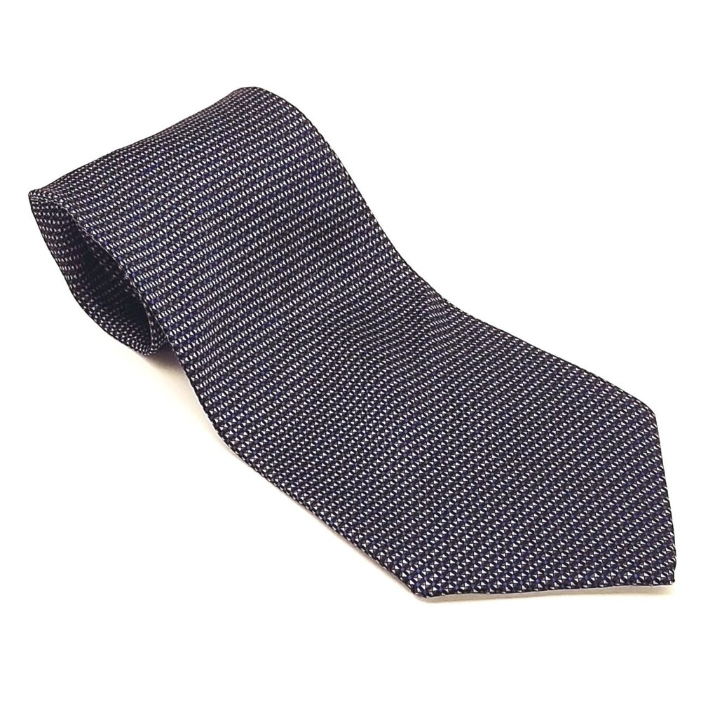 Bergamo New‎ York Tie Men Extra Long X-Long Pure Silk Geometric Blue Silver